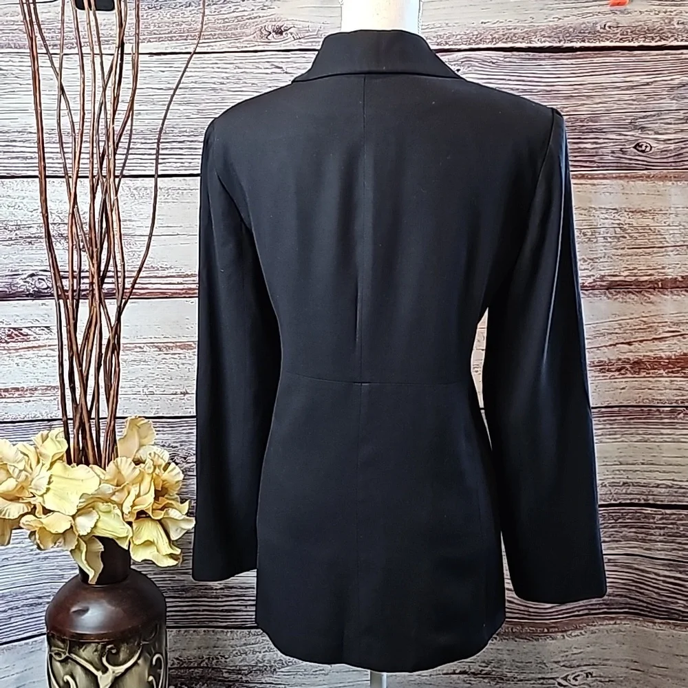 HILLARD & HANSON BLACK LINED PADDED LONG SLEEVE DRESS JACKET - Picture 5 of 10